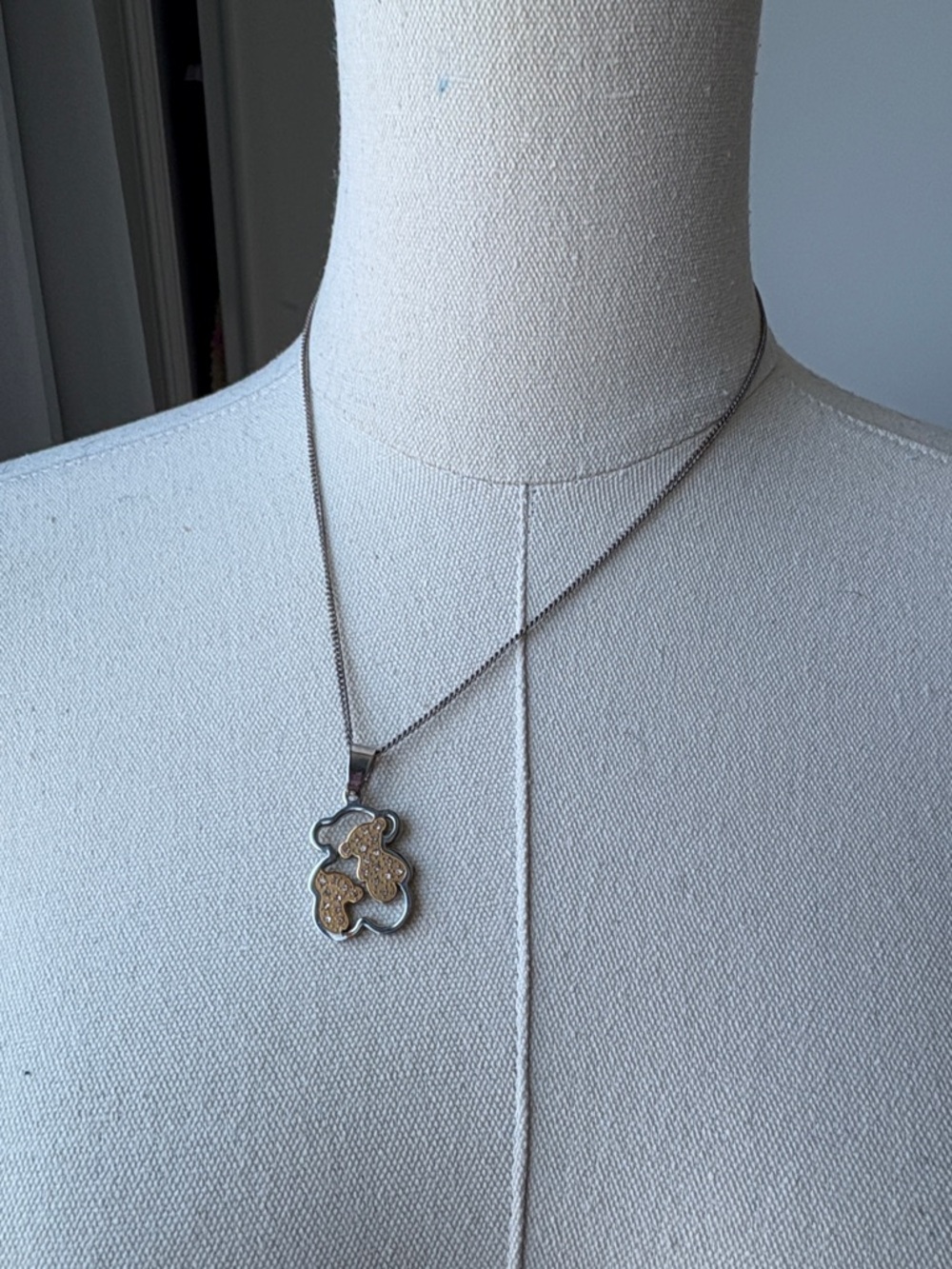 Silver and Gold Teddy Pendant Necklace - Women Jewelry